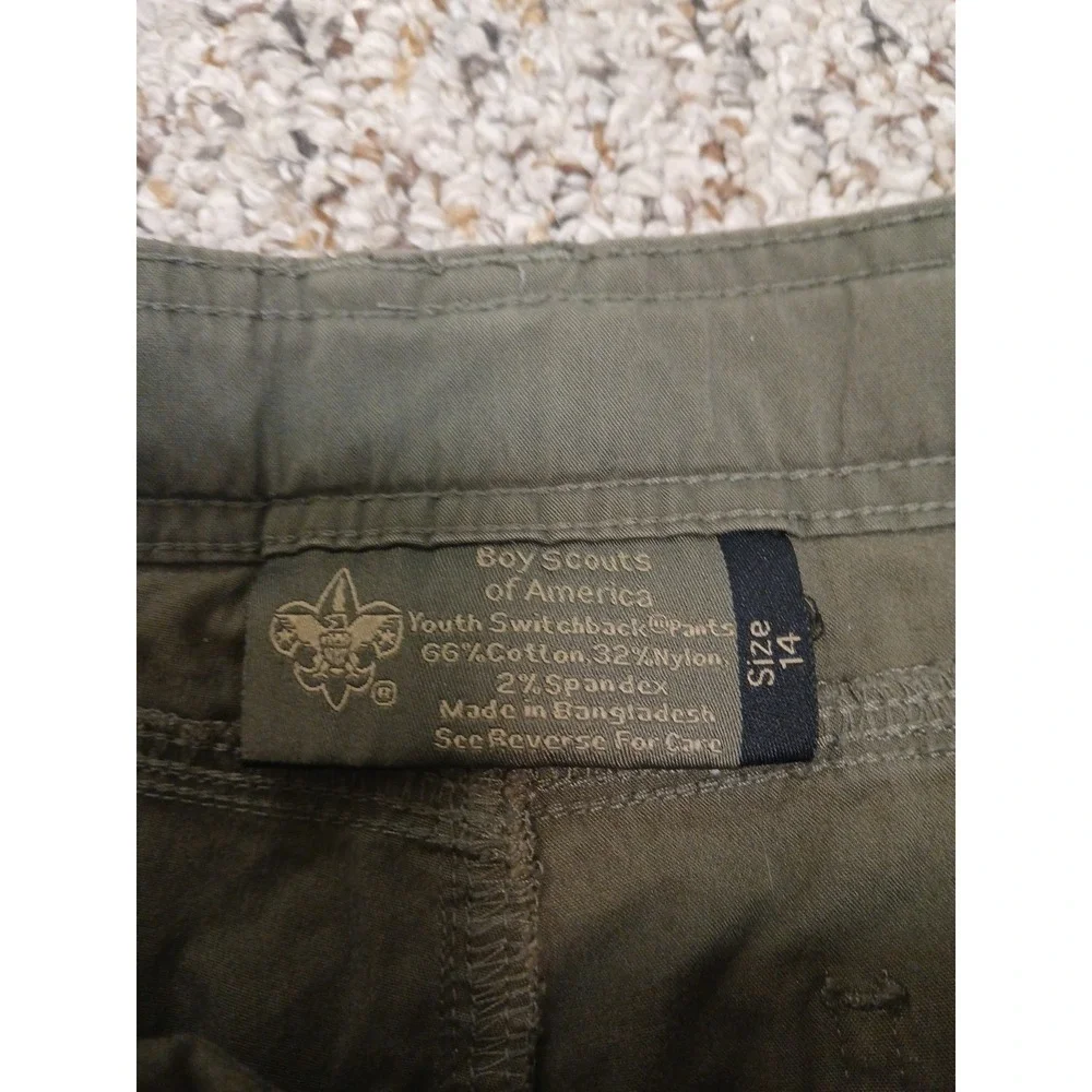 Sz 14 Boy Scouts Green Uniform Cargo Shorts-Cotton/Nylon/Spandex Blend 30